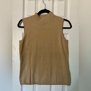 Josephine Chaus Tan Sleeveless Turtleneck Top Petite Small